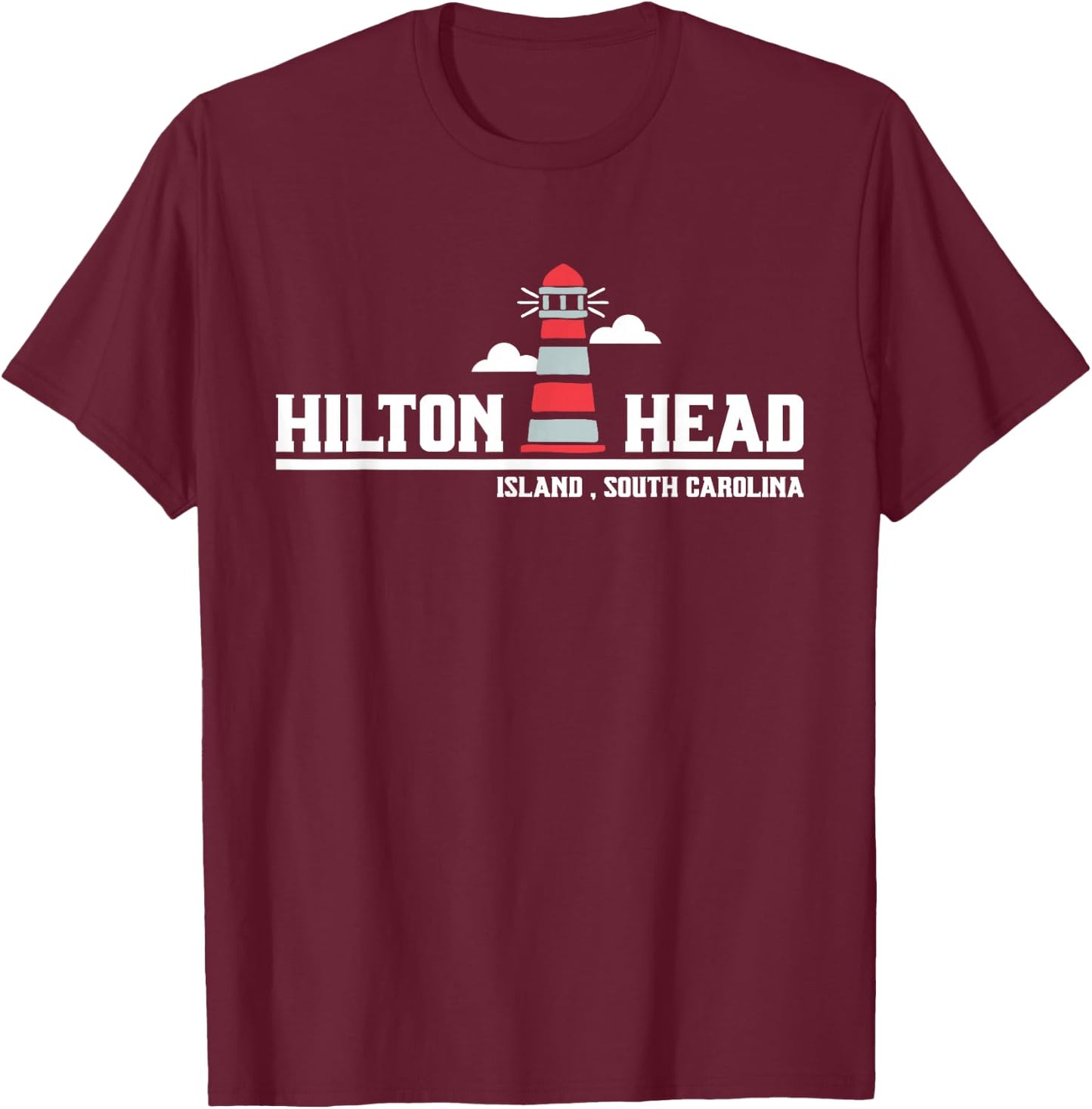 Hilton Head Island Lighthouse Nautical Souvenir SC Tourist T-Shirt - T-Shirt | Maroon