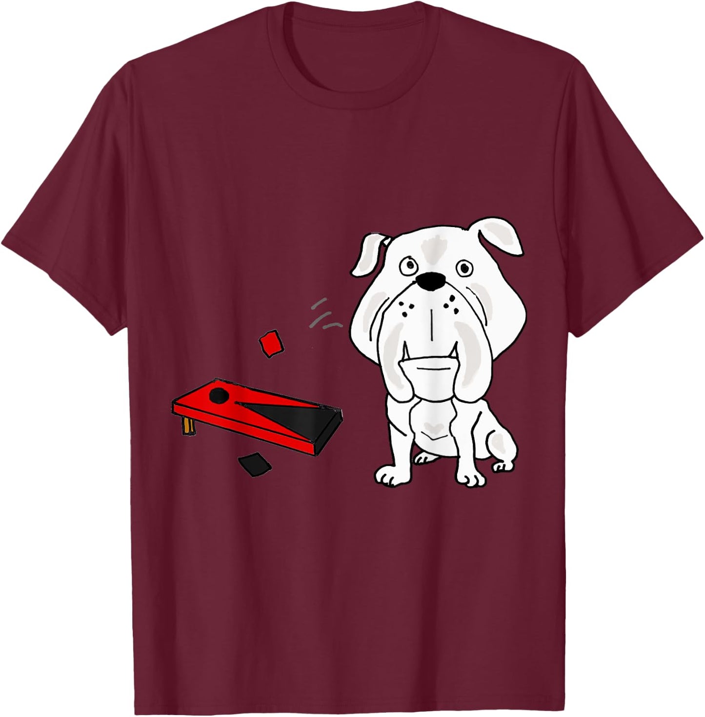 Smileteeshob Funny Bulldog Playing Cornhole Toss Tailgating T-Shirt - T-Shirt | Maroon
