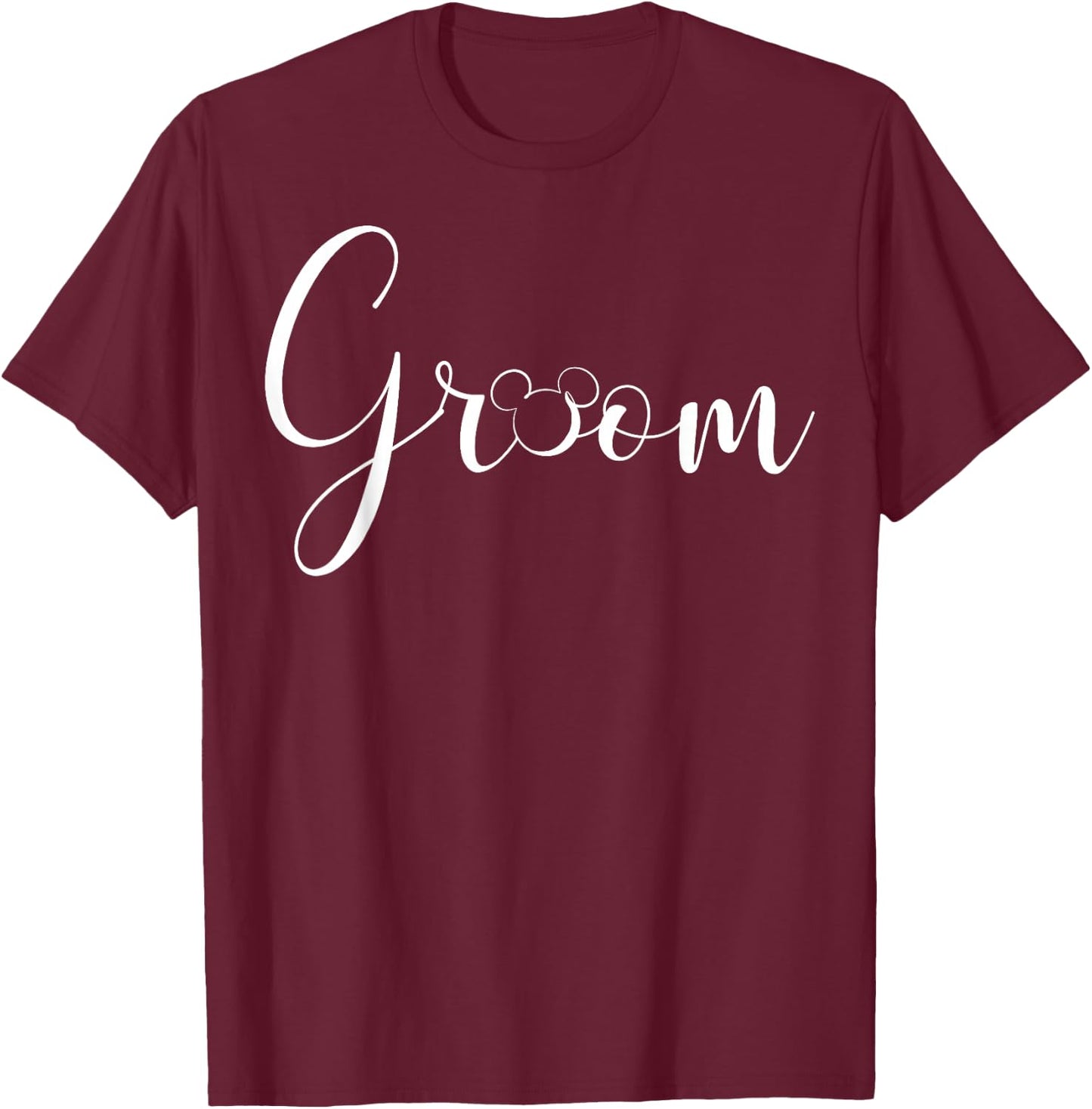 Disney Mickey and Friends Mickey Groom Typographic T-Shirt - T-Shirt | Maroon