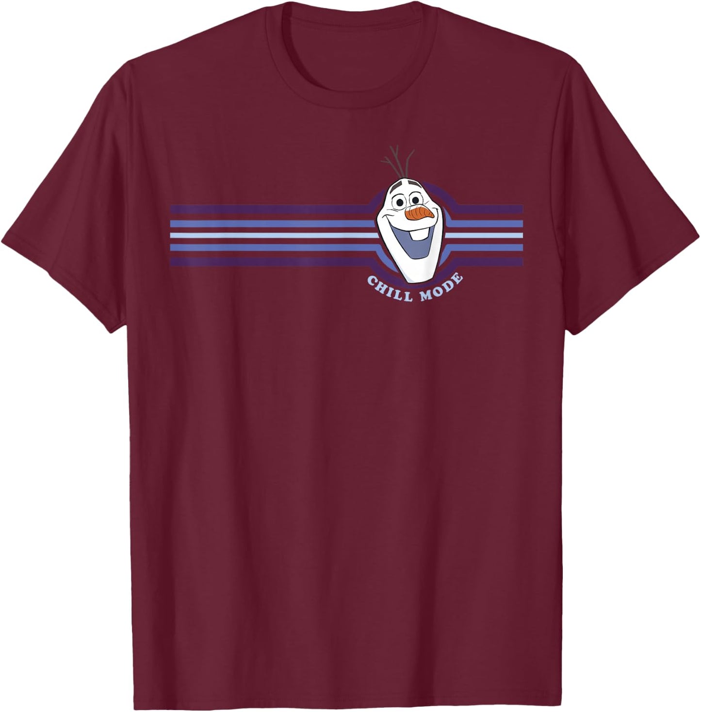 Disney Frozen 2 Olaf Chill Mode Stripes T-Shirt - T-Shirt | Maroon