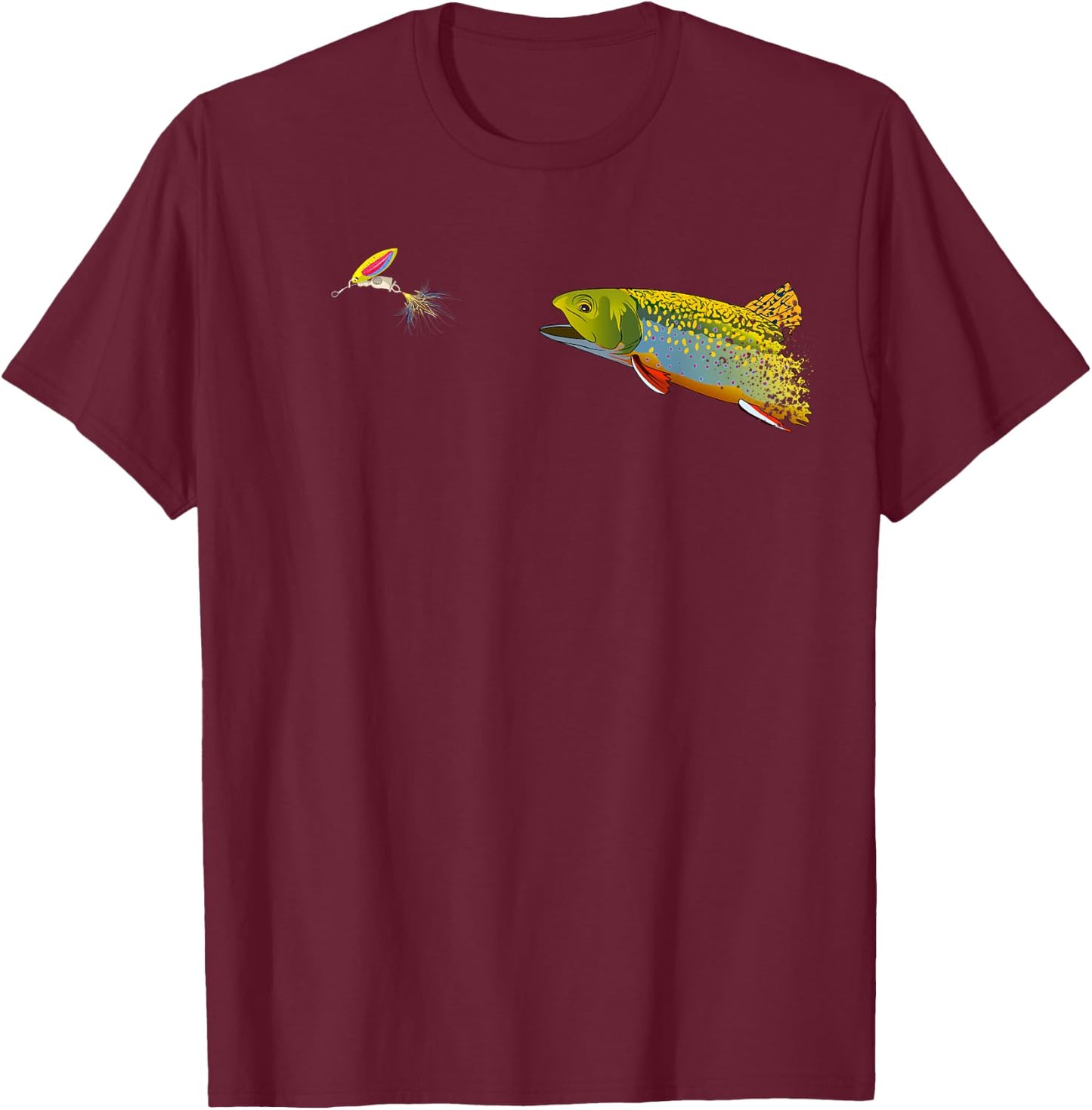 Fly Fishing Brook Trout Graphic For Fisherman T-Shirt - T-Shirt | Maroon