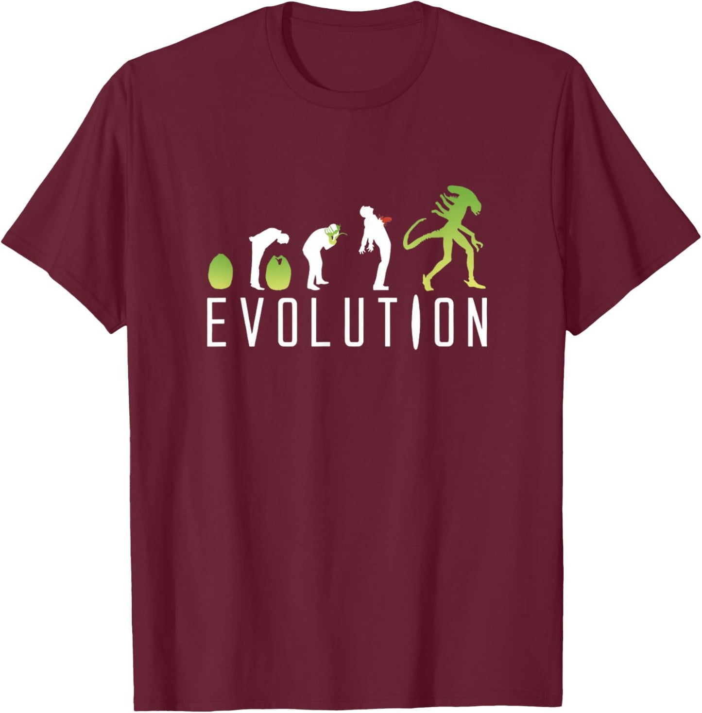 Evolution Of Man Alien T-Shirt - T-Shirt | Maroon