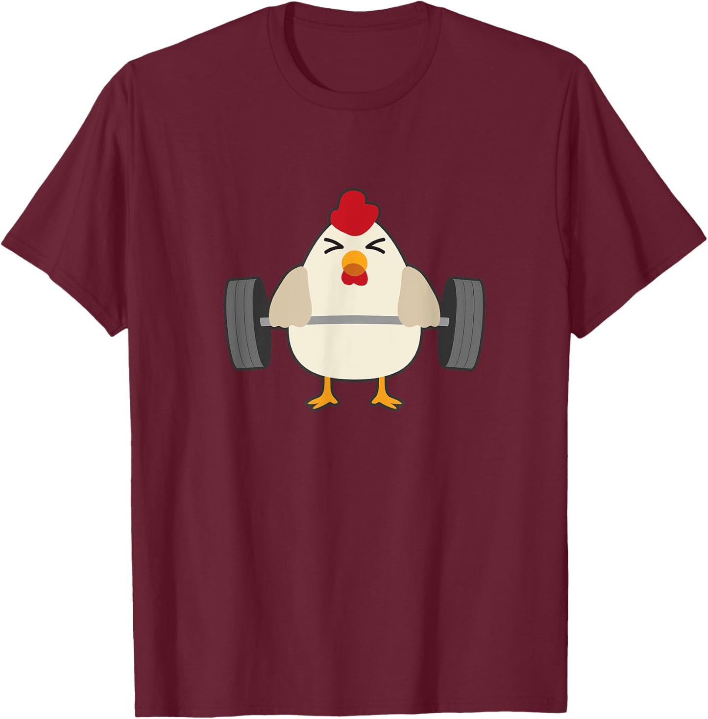 Chicken Power Deadlift - Funny Weightlifter T-Shirt - T-Shirt | Maroon