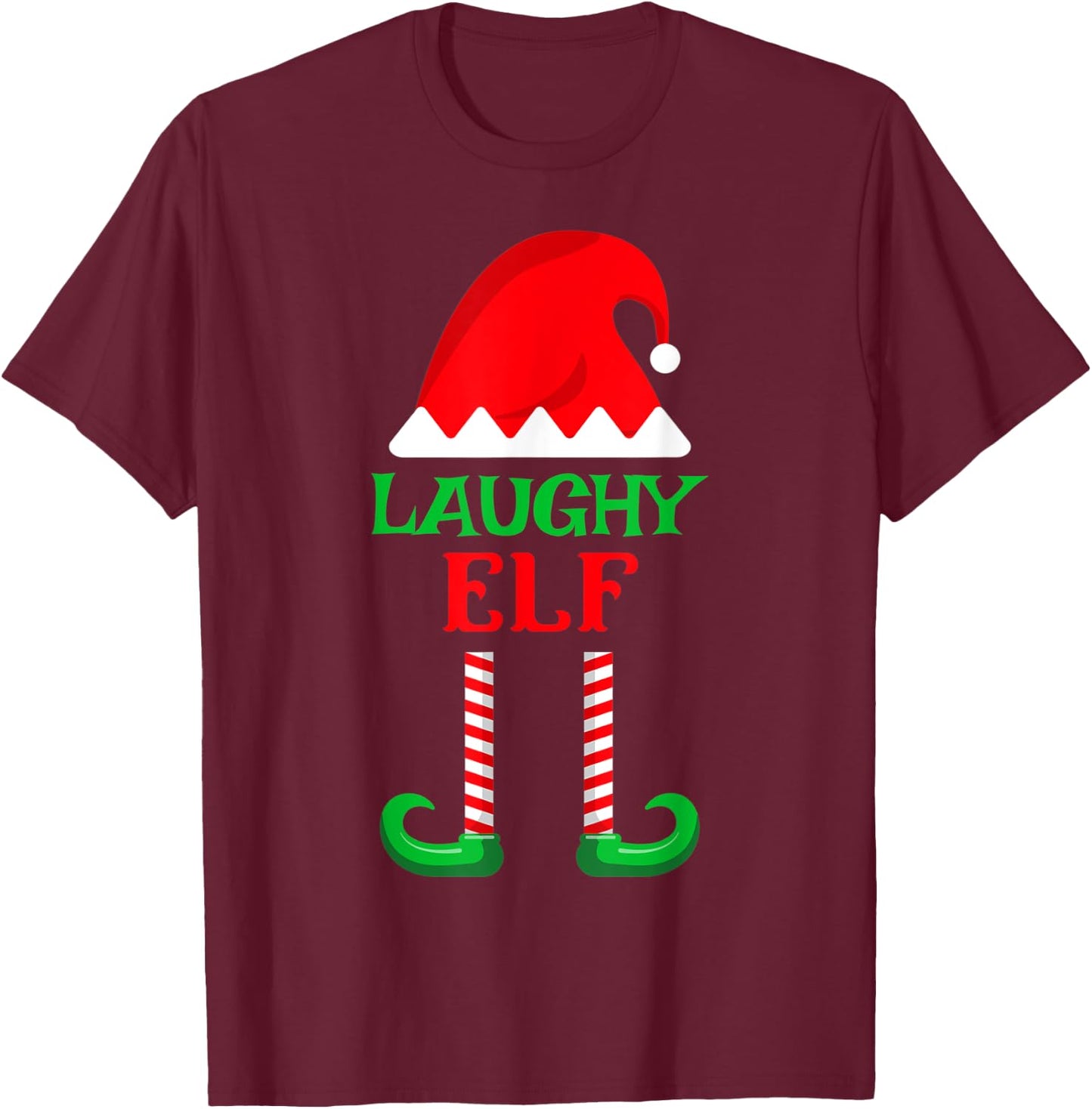 Laughy Elf | Christmas Holiday North Pole Santa's Helper T-Shirt - T-Shirt | Maroon