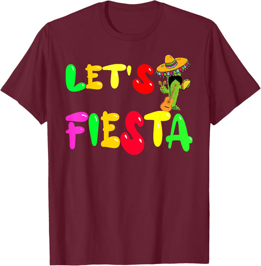 Cinco De Mayo,Mexican Party Cactus Mustaches Decor,Sombrero T-Shirt - T-Shirt | Maroon