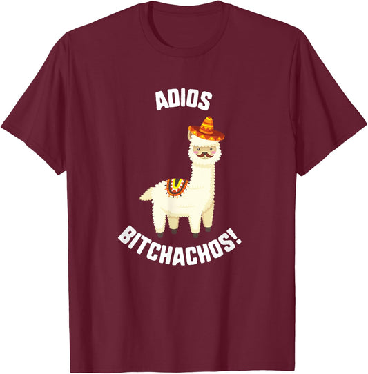 Cinco De Mayo Adios Bitchachos! Llama Sombrero Mustache Taco T-Shirt - T-Shirt | Maroon