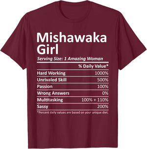 MISHAWAKA GIRL IN INDIANA Funny City Home Roots USA Gift T-Shirt - T-Shirt | Maroon