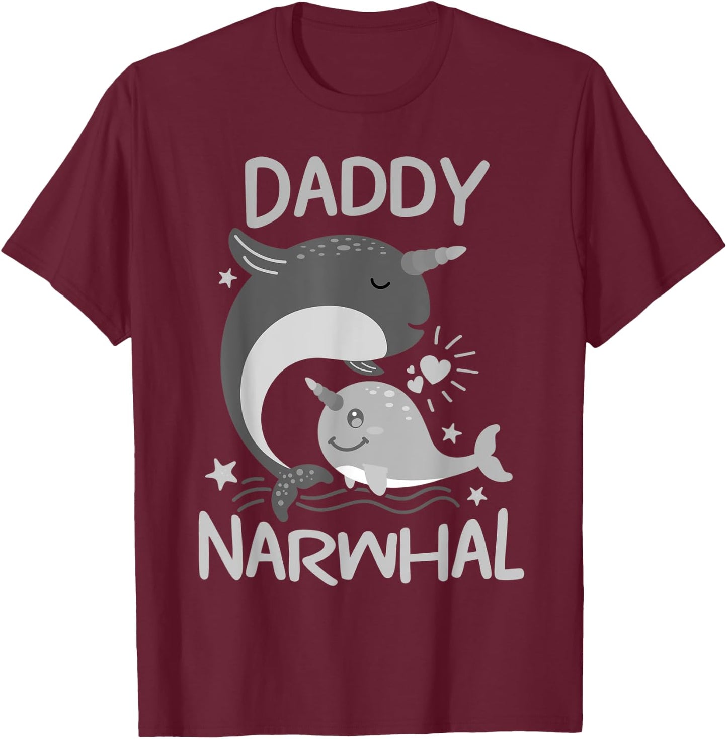 Cute Narwhal Daddy Funny Dad Whale Lover Ocean Gift T-Shirt - T-Shirt | Maroon