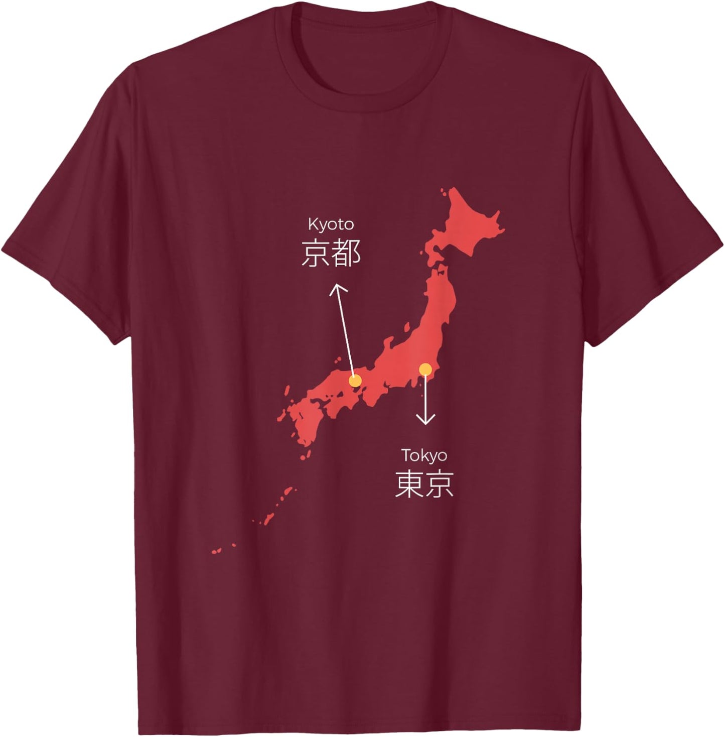 Japan Country Art Map Island Asia Kyoto Tokyo Gift T-Shirt - T-Shirt | Maroon