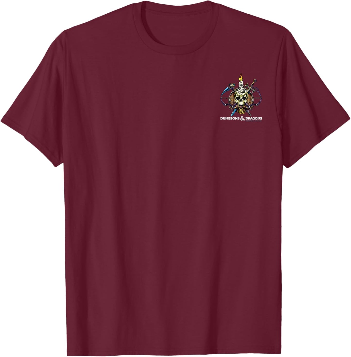 Dungeons & Dragons Skull Badge Pocket T-Shirt - T-Shirt | Maroon