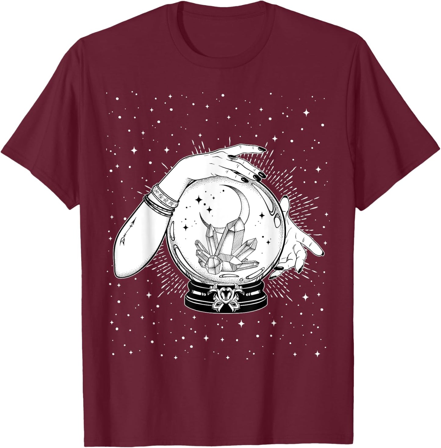 Vintage Witchy Mystic Fortune Teller Magical Crystal Ball T-Shirt - T-Shirt | Maroon