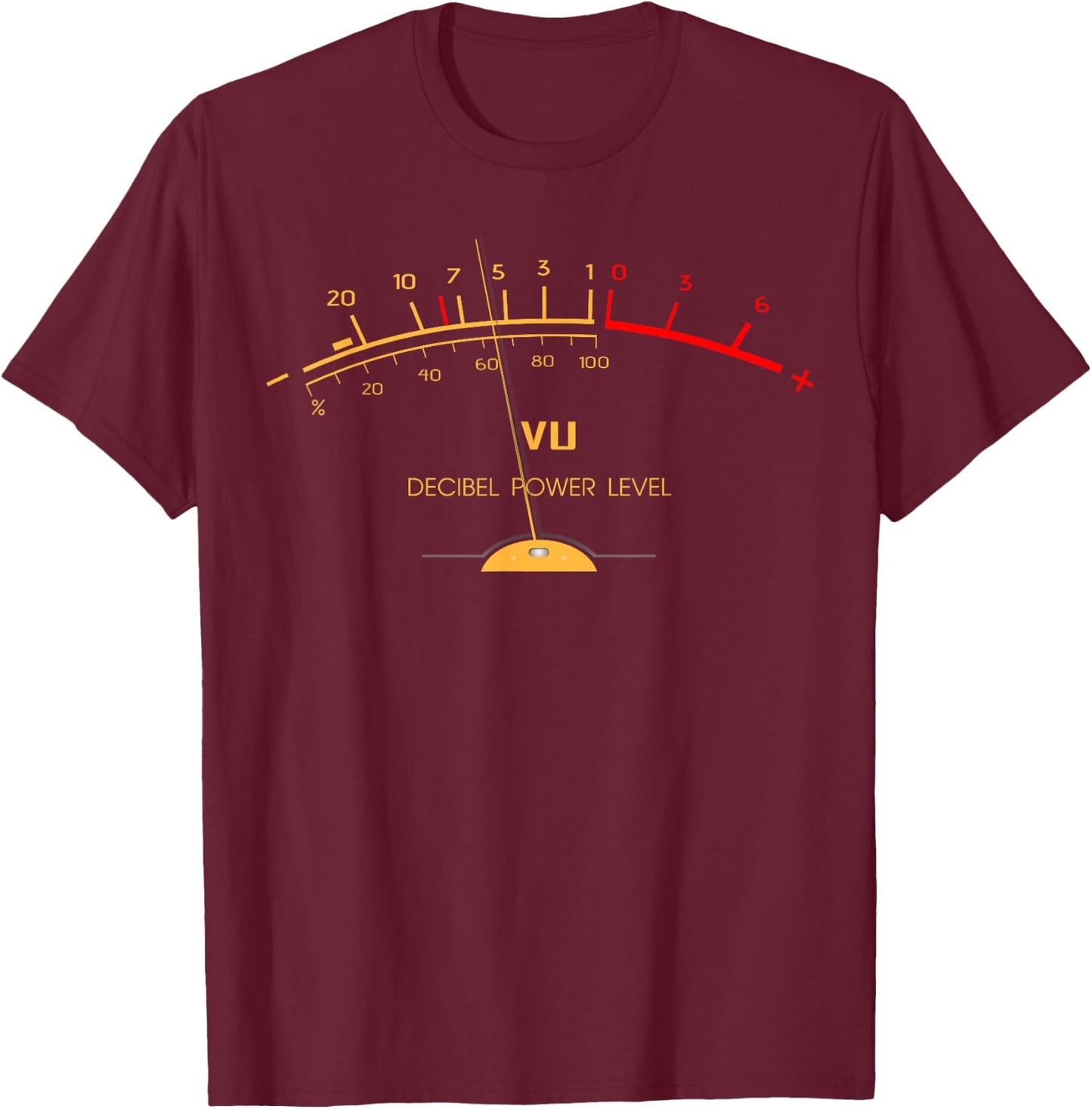 Retro VU Meter Sound Level Studio Hi-Fi Vintage Stereo Music T-Shirt - T-Shirt | Maroon