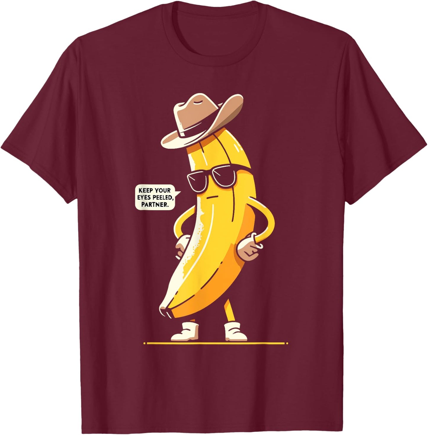 Banana Cowboy Cowgirl Country Western Novelty Funny Banana T-Shirt - T-Shirt | Maroon