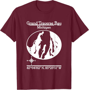 Grand Traverse Bay - Michigan T-Shirt - T-Shirt | Maroon