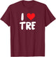 I Love Tre - Heart - Name T-Shirt - T-Shirt | Maroon