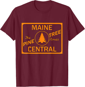 Vintage Maine Central Pine Tree Train Route Railroad T-Shirt - T-Shirt | Maroon