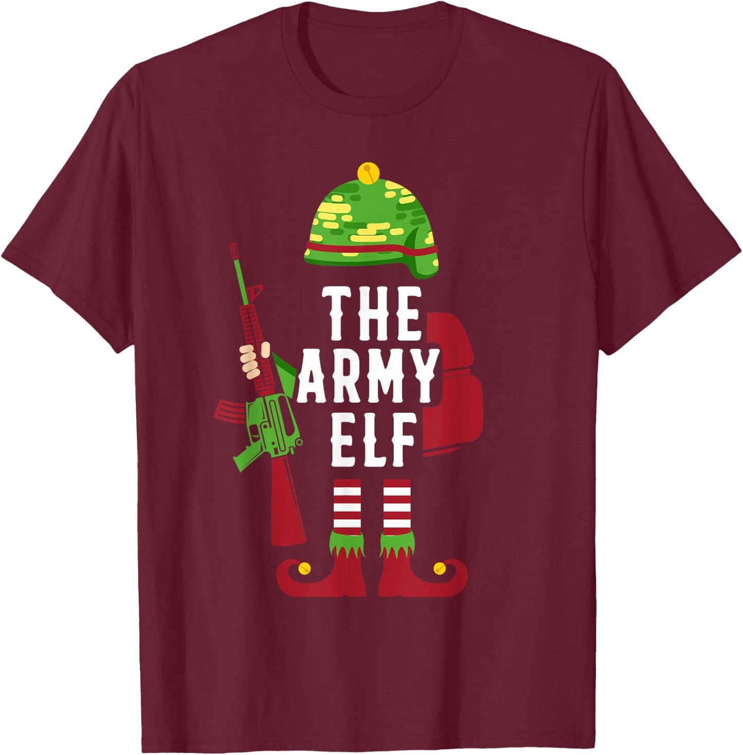 The Army Elf Funny Christmas Gifts for Soldiers T-Shirt - T-Shirt | Maroon