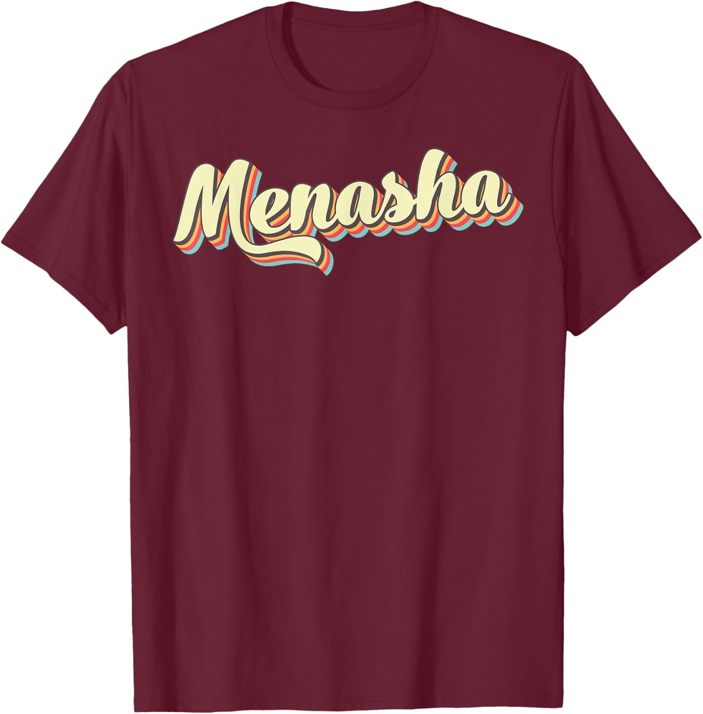 Menasha Retro Art Baseball Font Vintage T-Shirt - T-Shirt | Maroon