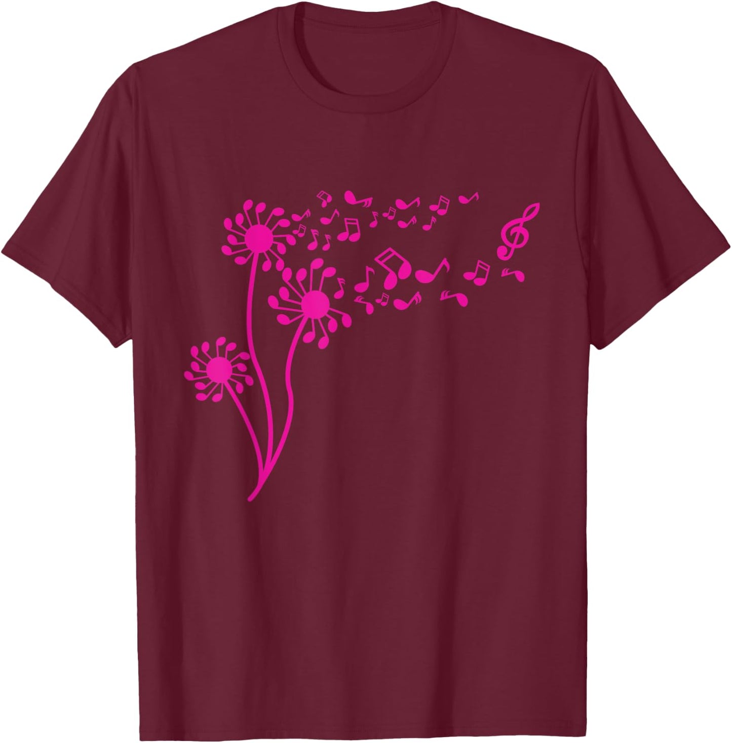 Funny Dandelion Music Note Flower Lover Gift Men Women Kids T-Shirt - T-Shirt | Maroon
