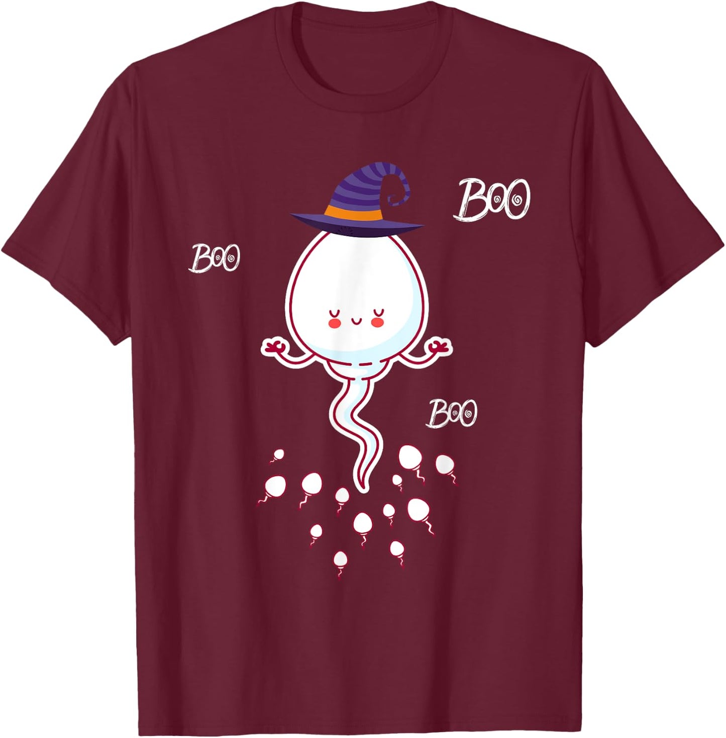 Boo Boo Funny Sperm Ghost Halloween Men Women Costume Gift T-Shirt - T-Shirt | Maroon