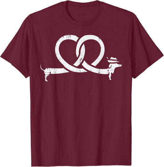 Oktoberfest Pretzel Dachshund Wiener Costume Women Kids Men T-Shirt - T-Shirt | Maroon