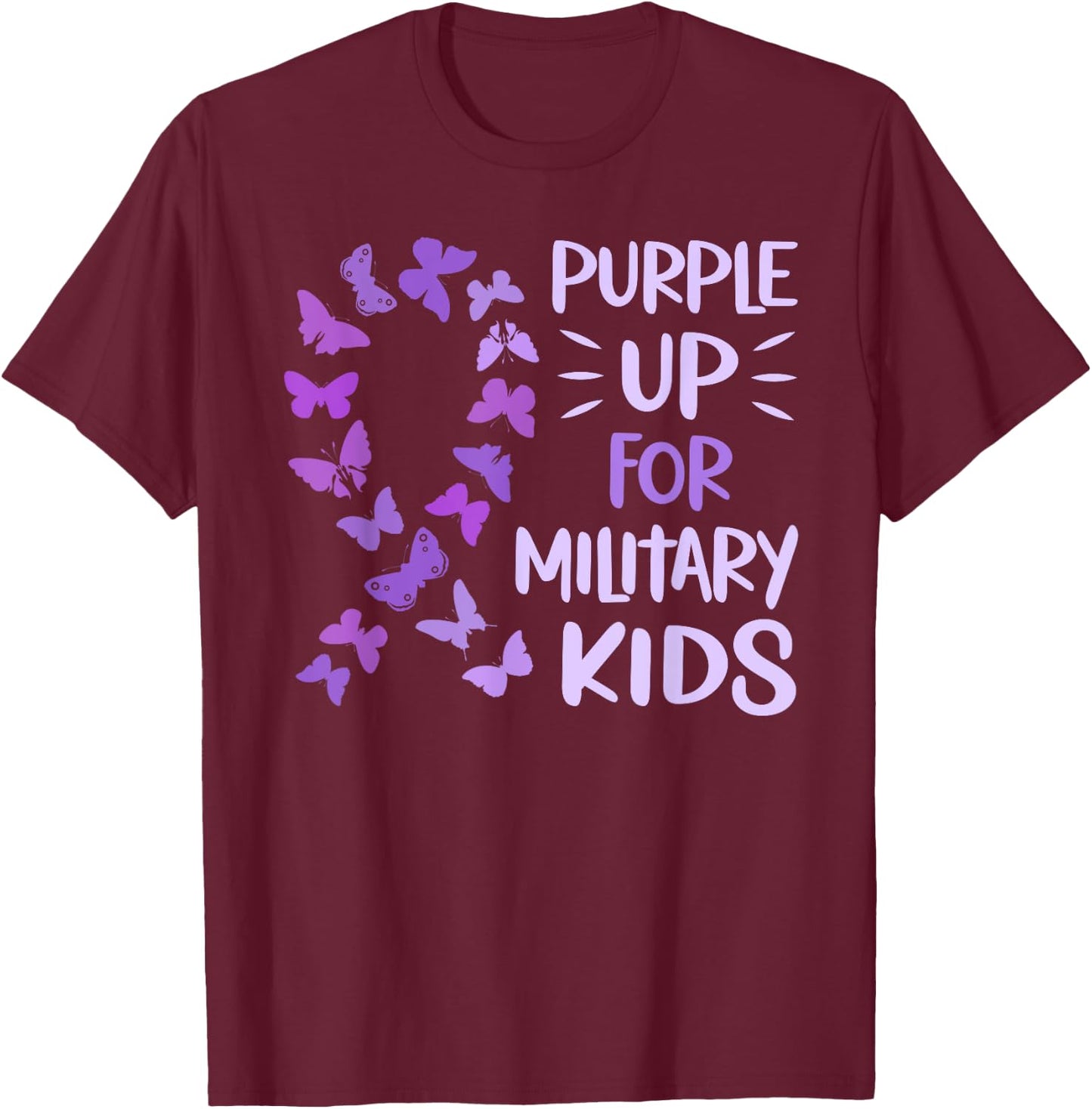 Purple Up Military Child Butterfly - Military Brats Month T-Shirt - T-Shirt | Maroon