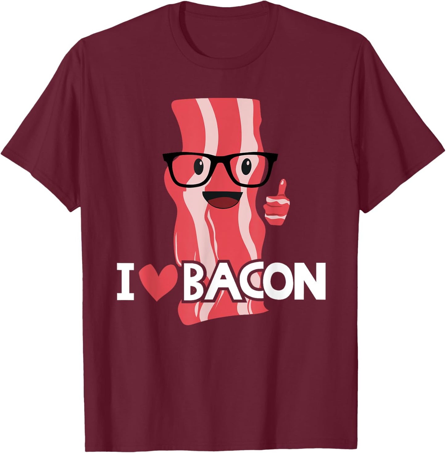 Funny Bacon Gift Kids Boys Girls Cool Geeky I Love Bacon T-Shirt - T-Shirt | Maroon