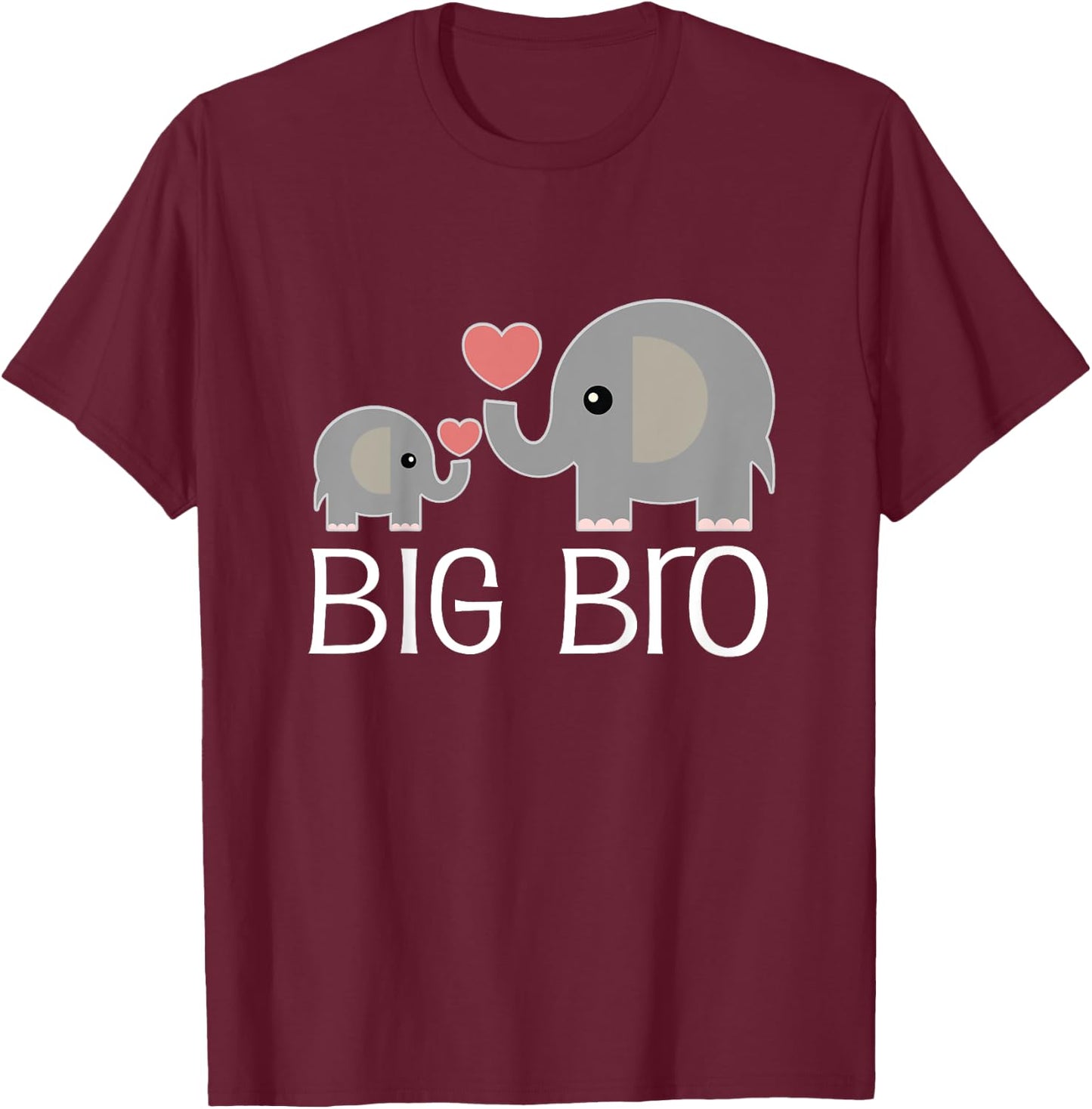 Kids Brother Cute Big Bro Announcement Elephant T-Shirt - T-Shirt | Maroon