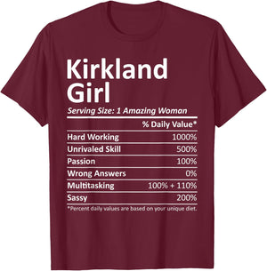 Kirkland Girl WA Washington Funny City Home Roots USA Gift T-Shirt - T-Shirt | Maroon