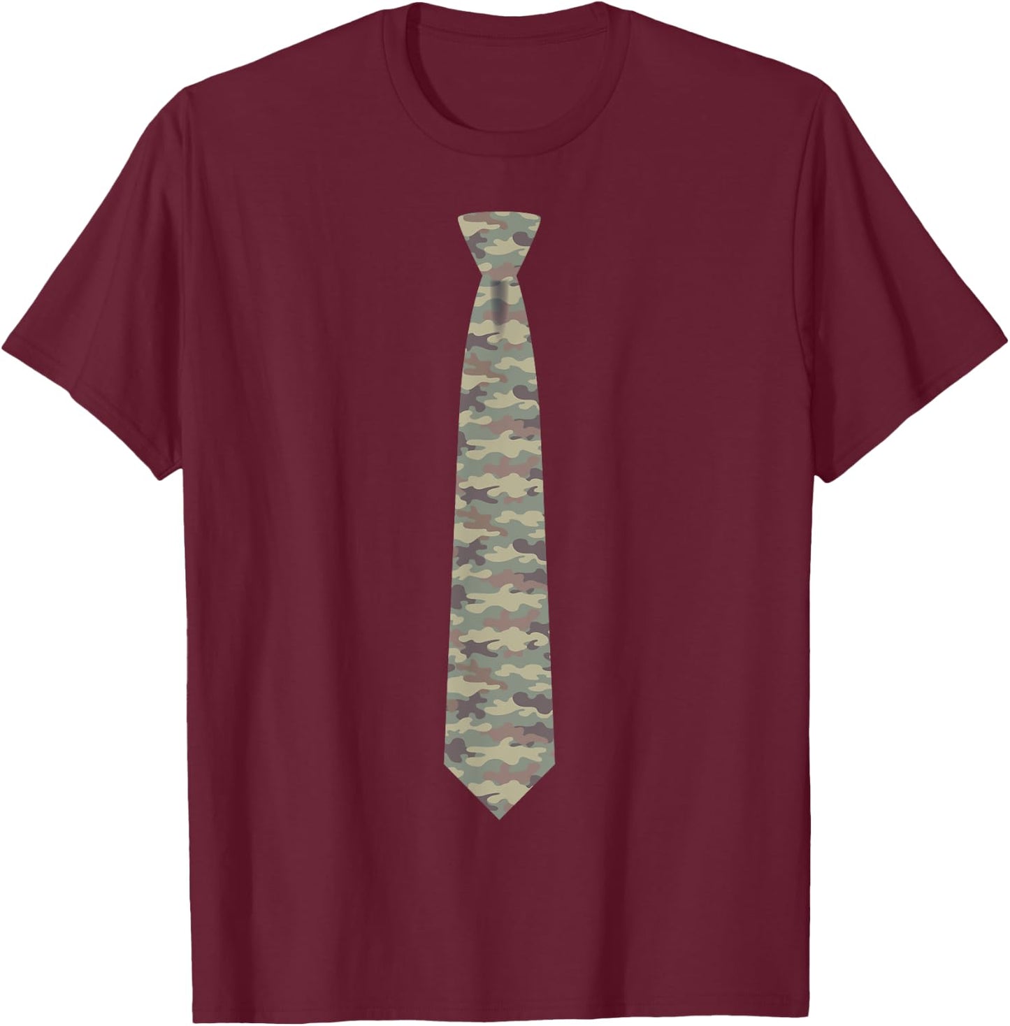 Camouflage Tie, Necktie Funny Hunter Dress Graphic T-Shirt - T-Shirt | Maroon