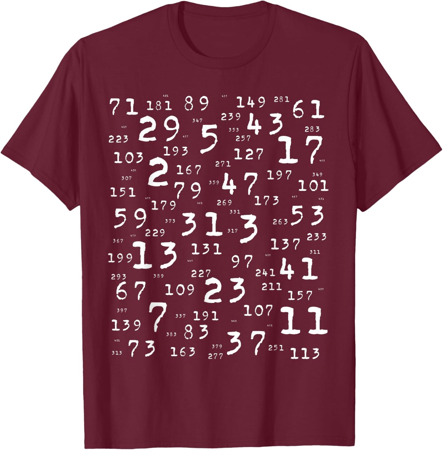 Prime Numbers Teacher Nerd Geek Science Student Logic Maths T-Shirt - T-Shirt | Maroon