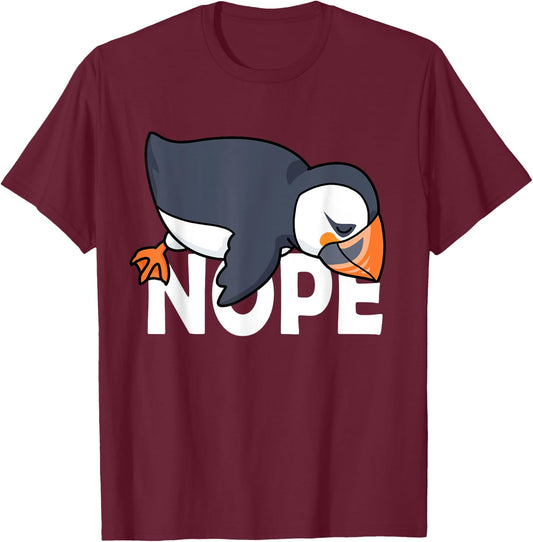 Atlantic Puffin Shirt Men Puffin Bird Shirt Puffin Gift Nope T-Shirt - T-Shirt | Maroon