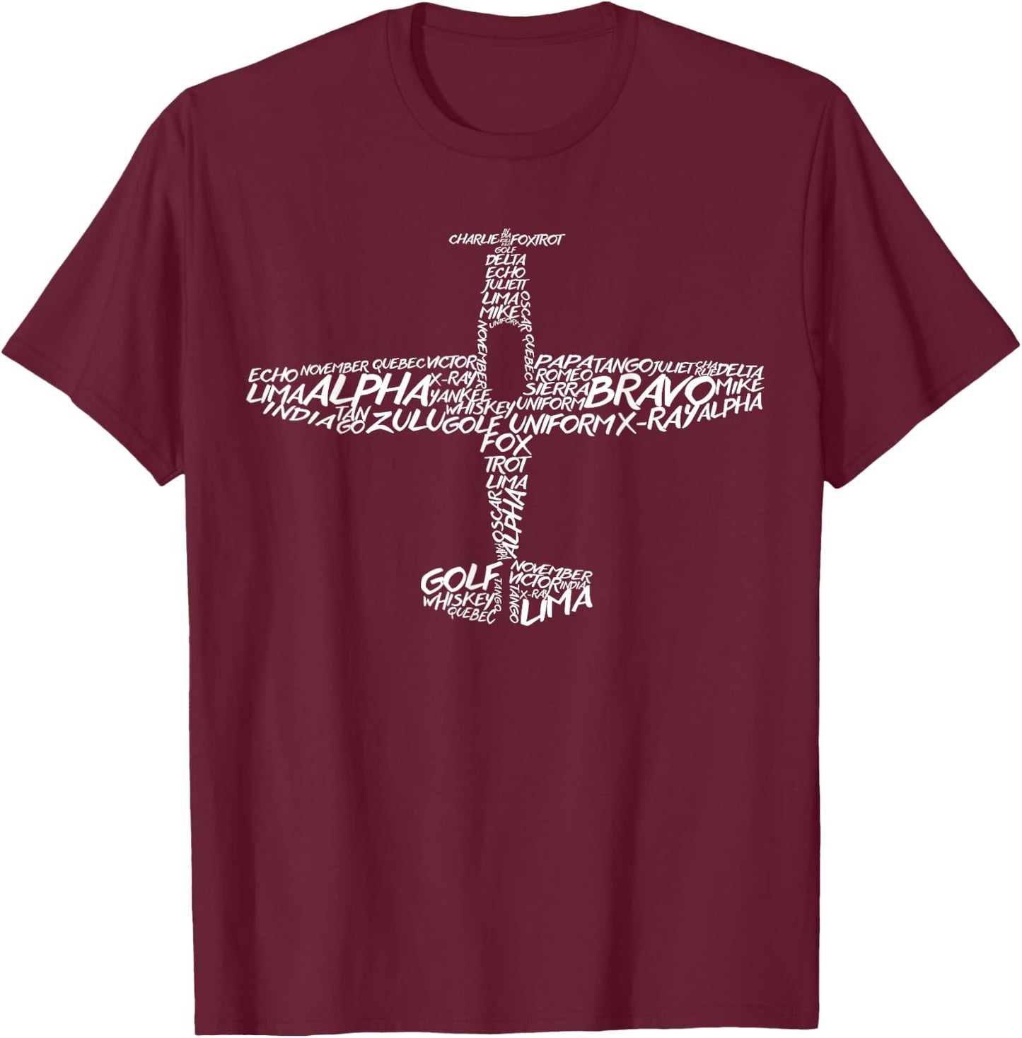 Phonetic Alphabet | Pilot Airplane T-Shirt - T-Shirt | Maroon