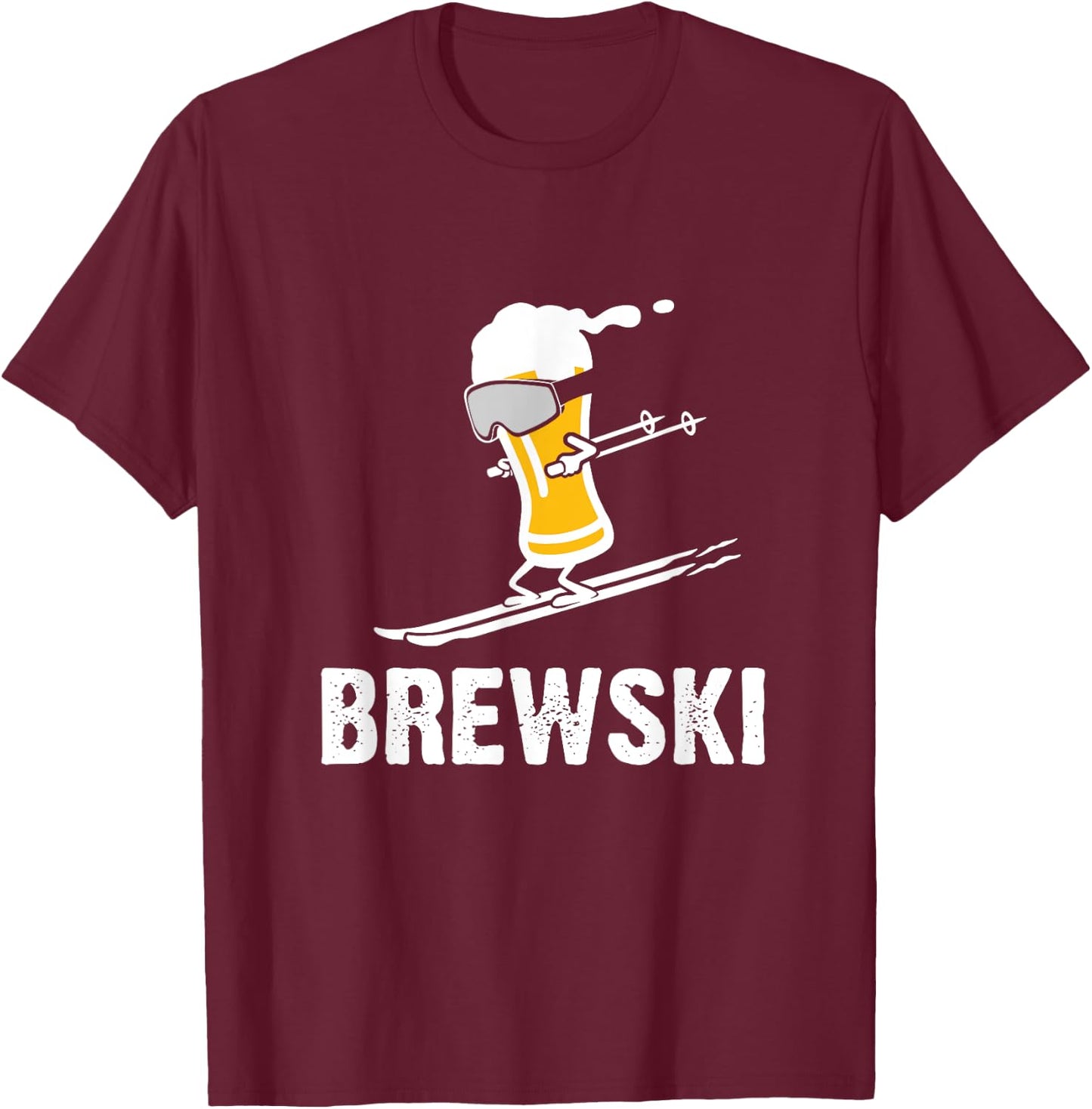 Brewski skiing beer T-Shirt - T-Shirt | Maroon
