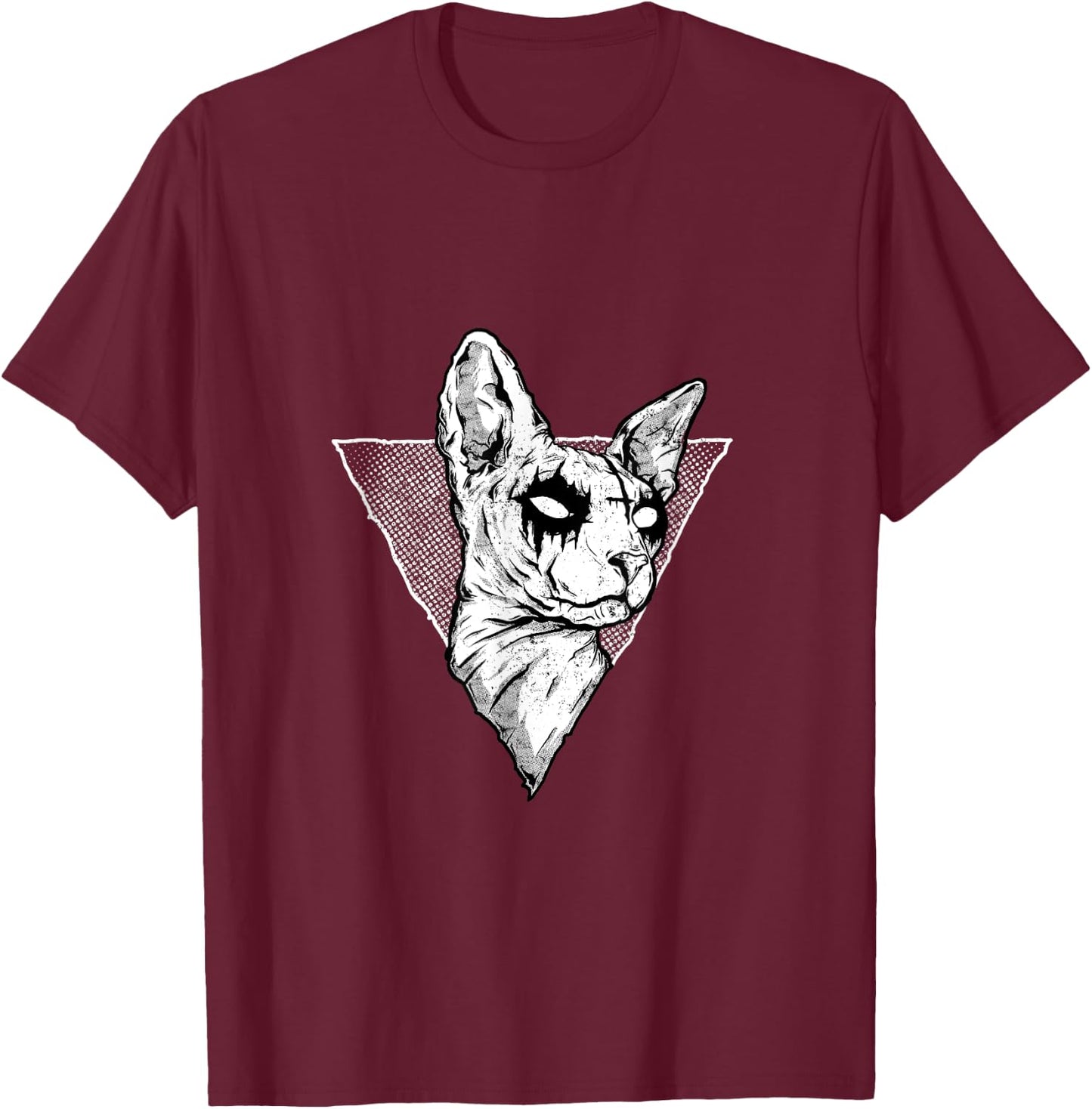Goth Sphynx Cat Halloween Evil Cat Satanic Hairless Cat T-Shirt - T-Shirt | Maroon