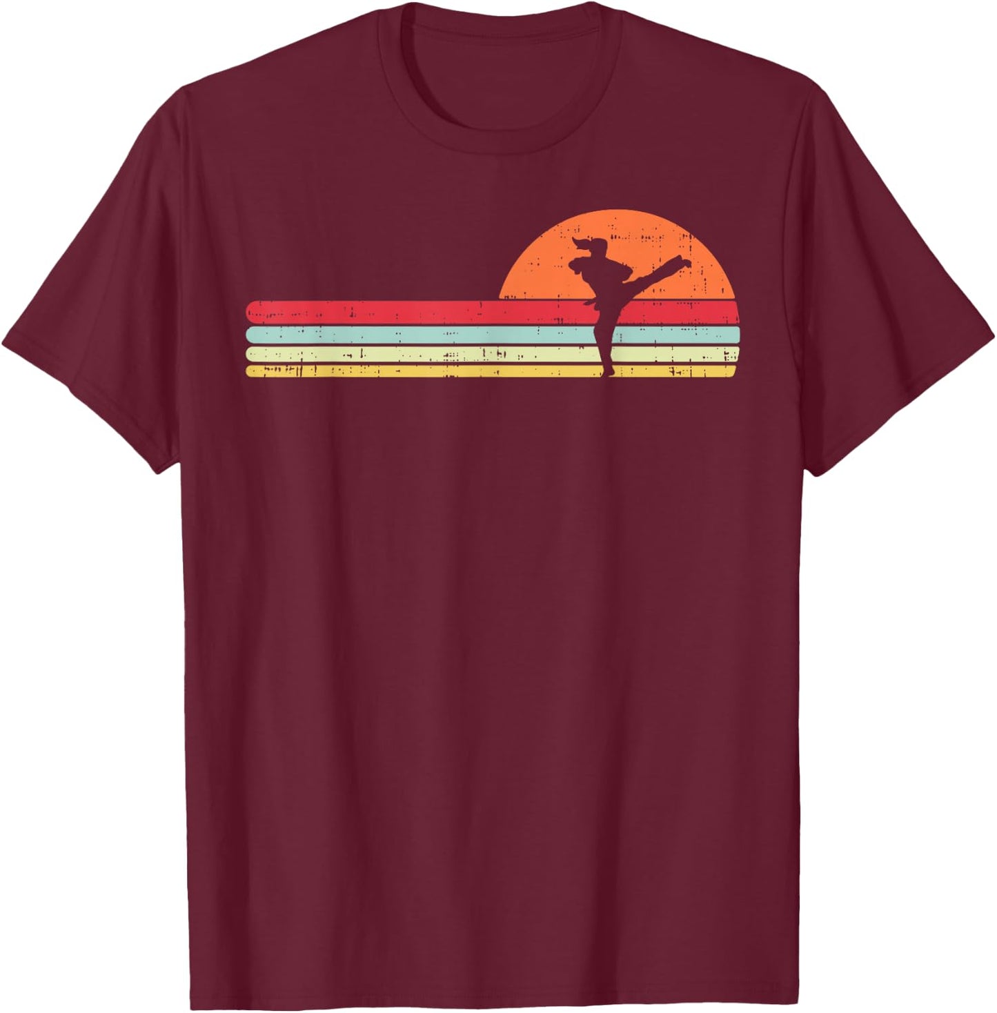Karate Taekwondo Kick Girl Retro Martial Arts Women Gift T-Shirt - T-Shirt | Maroon
