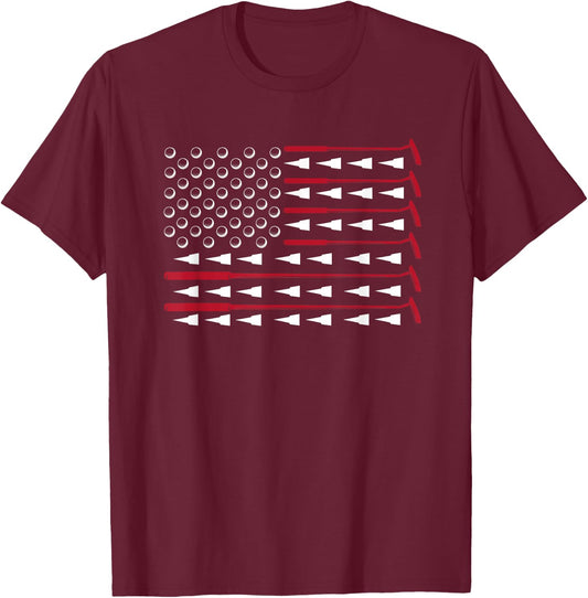 Golf Club USA Flag Patriotic American Golfer Pride Golf T-Shirt - T-Shirt | Maroon