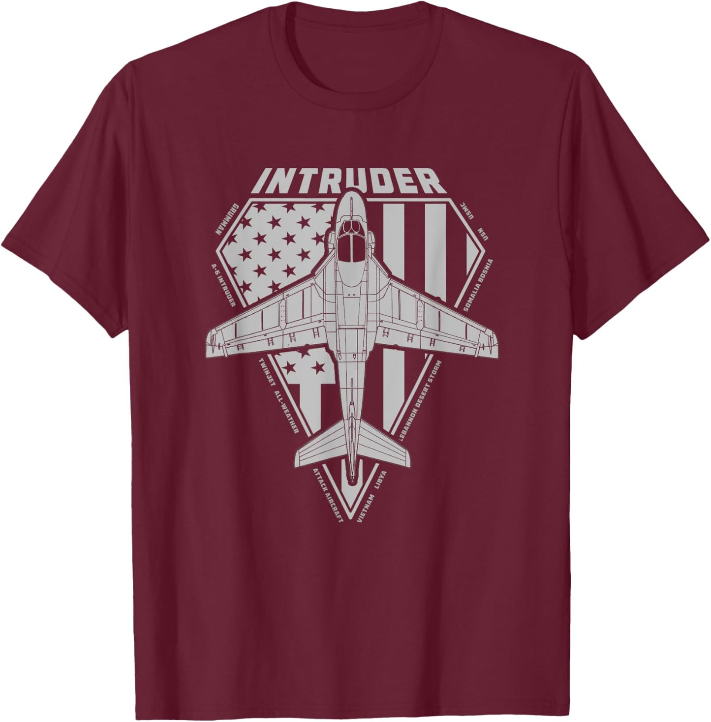 A-6 Intruder Military Jet Airplane Diamond Series T-Shirt - T-Shirt | Maroon