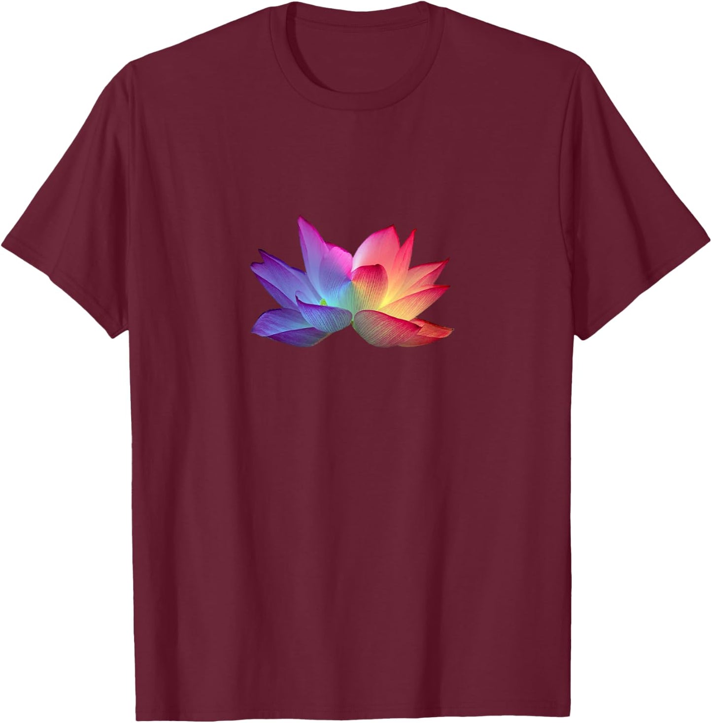 Rainbow Lotus Flower T-Shirt - T-Shirt | Maroon
