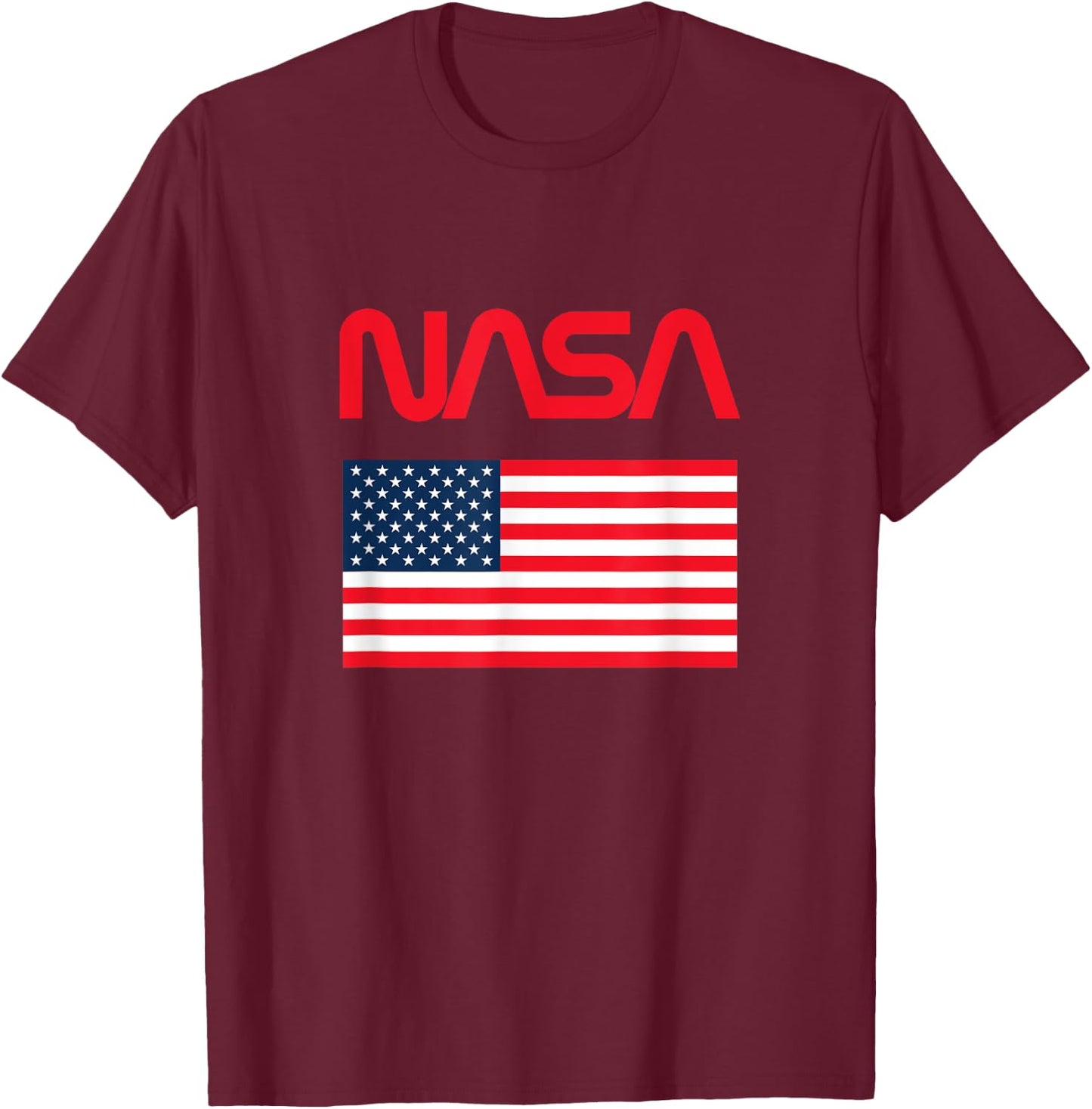 NASA USA Flag T-Shirt - T-Shirt | Maroon