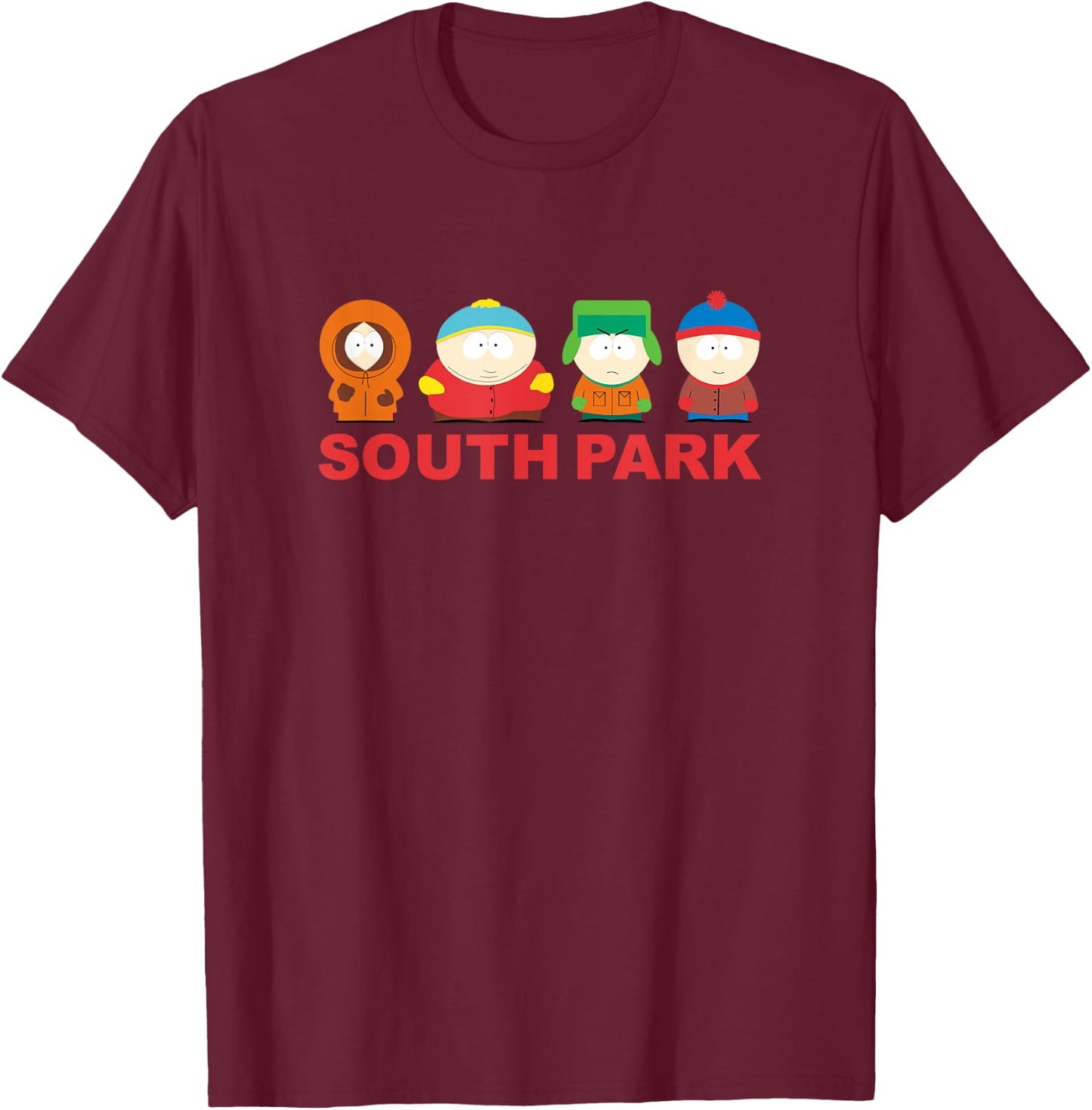 South Park Gang On Top of Logo T-Shirt - T-Shirt | Maroon