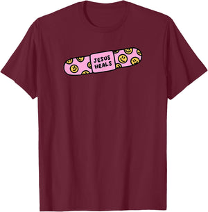 Jesus heal Funny Christian Faith Healer Healing T-Shirt - T-Shirt | Maroon