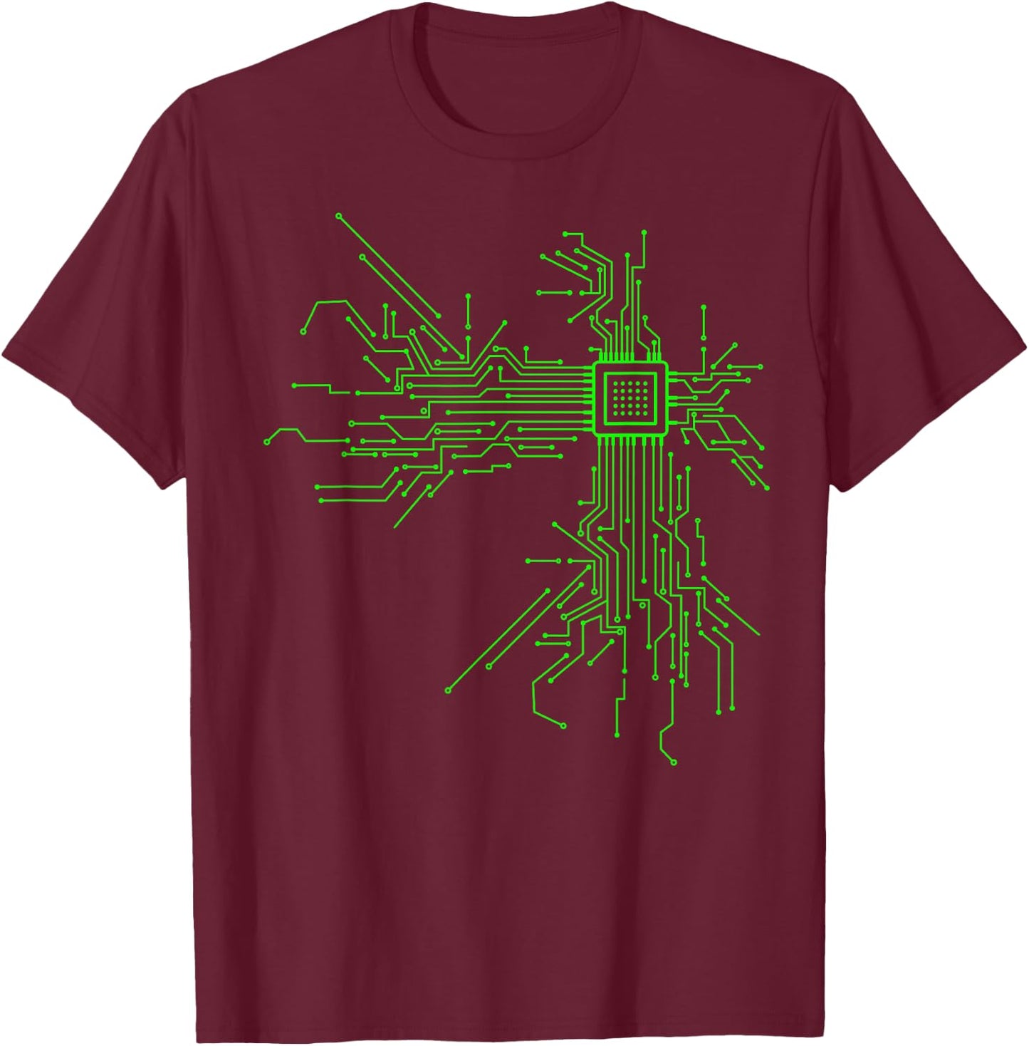 CPU Heart Circuit Board Funny Programmer Technology Core T-Shirt - T-Shirt | Maroon