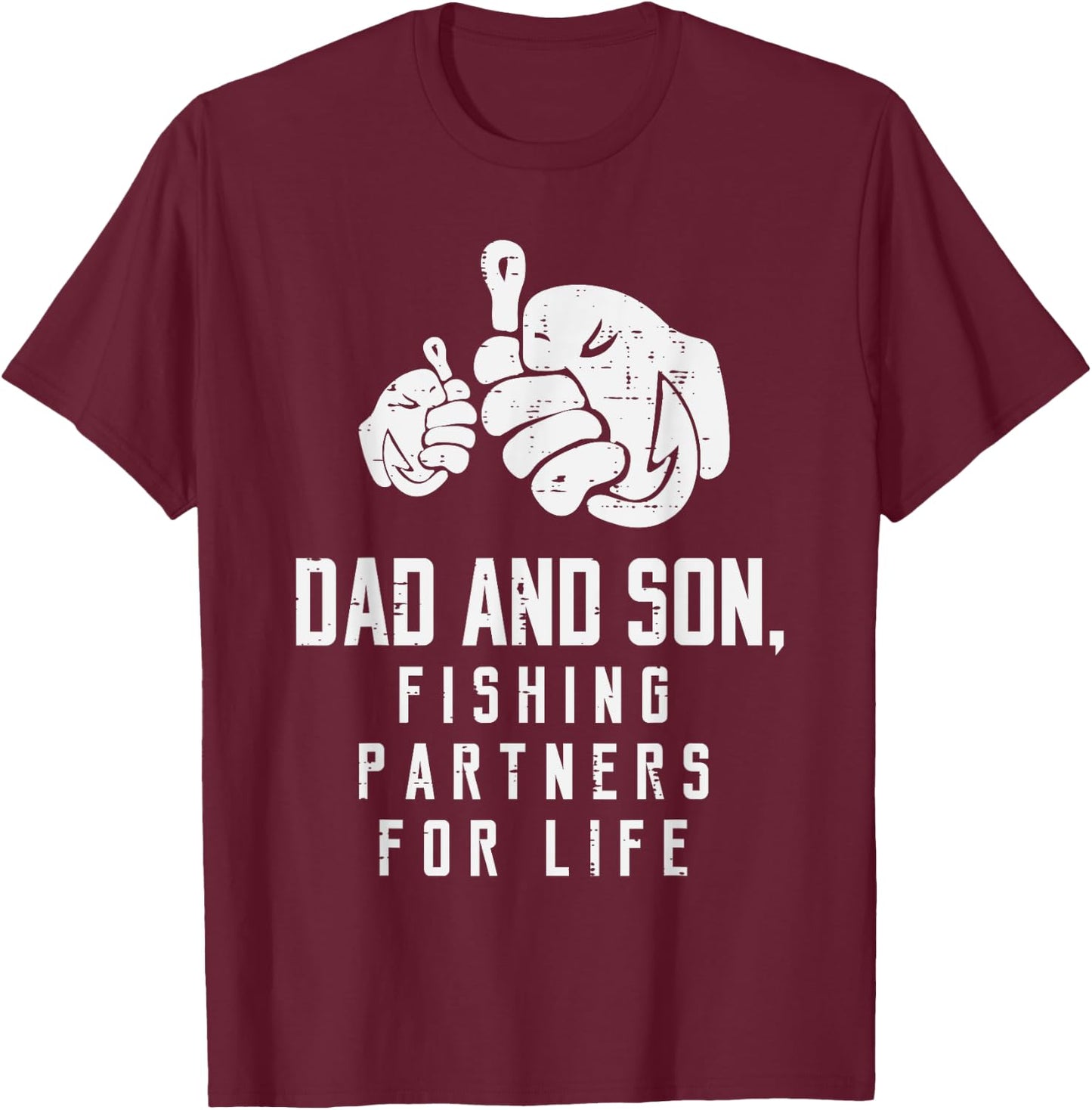 Dad And Son Fishing Partners For Life Matching Boys Men T-Shirt - T-Shirt | Maroon