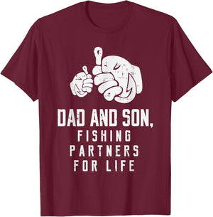 Dad And Son Fishing Partners For Life Matching Boys Men T-Shirt - T-Shirt | Maroon