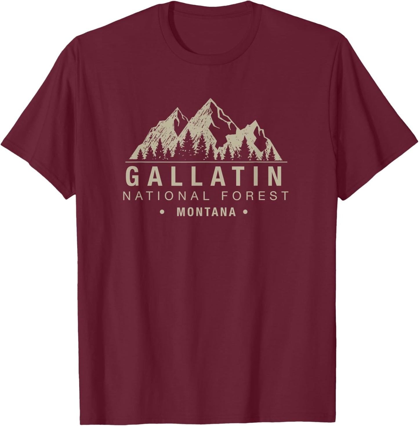 Gallatin National Forest Montana T-Shirt - T-Shirt | Maroon