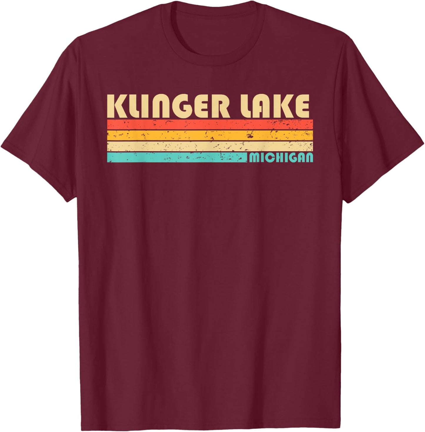 KLINGER LAKE MICHIGAN Funny Fishing Camping Summer T-Shirt - T-Shirt | Maroon