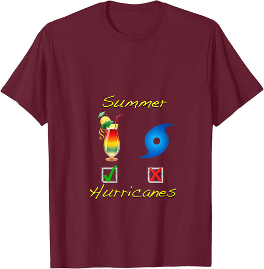 Funny Beach Camping Summer Hurricanes Drink Weather Dad Mom V-Neck T-Shirt - T-Shirt | Maroon
