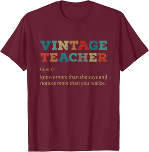 Vintage Teacher Knows More Than She Says Outfit Definition T-Shirt - T-Shirt | Maroon