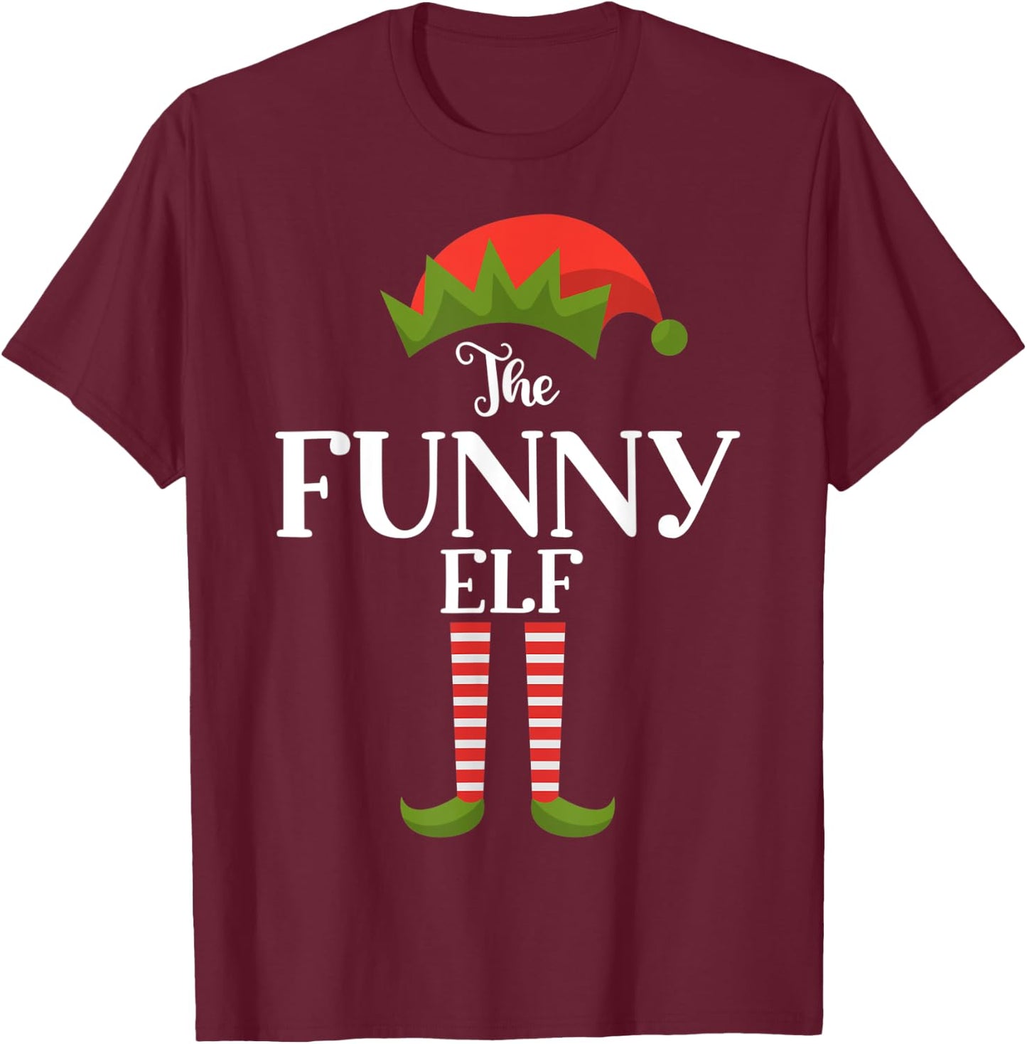 The Funny Elf Xmas Funny Family Matching Group Christmas T-Shirt - T-Shirt | Maroon